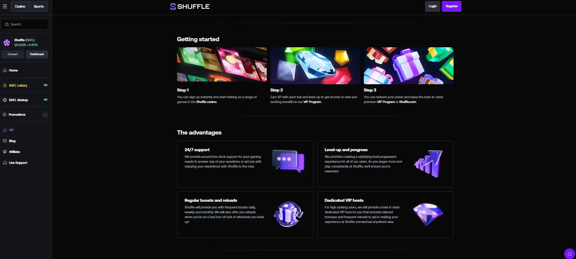 Tiered loyalty shapes with reload, cashback and token motifs
